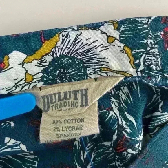 Duluth Tunic Top Womens Plus Size 1X Blue Long Sleeve Floral Wrinkle Fighter - Picture 4 of 4